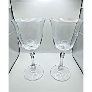 2 Towle Kirkland Wine Glasses 8" Cut Stem Crystal Minimalist Elegant Toasting